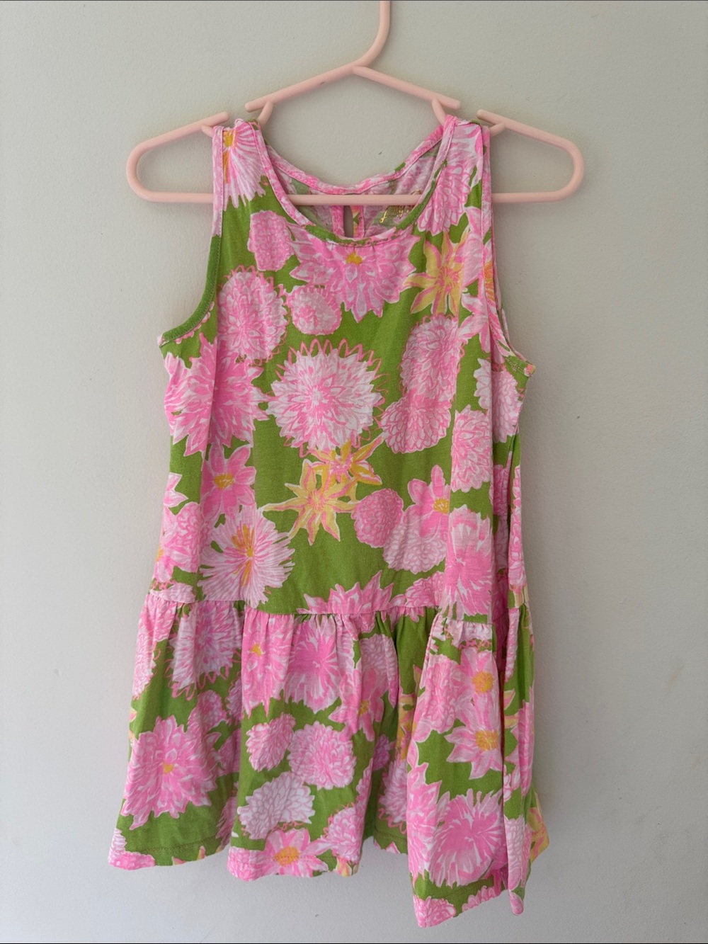 Girls' Pink Floral Tiered Druess